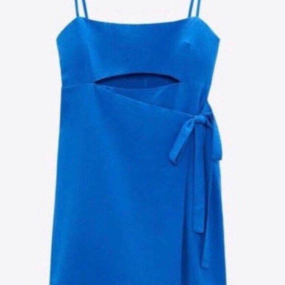 Zara Blue Linen-Blend Mini Romper - Picture 3 of 5